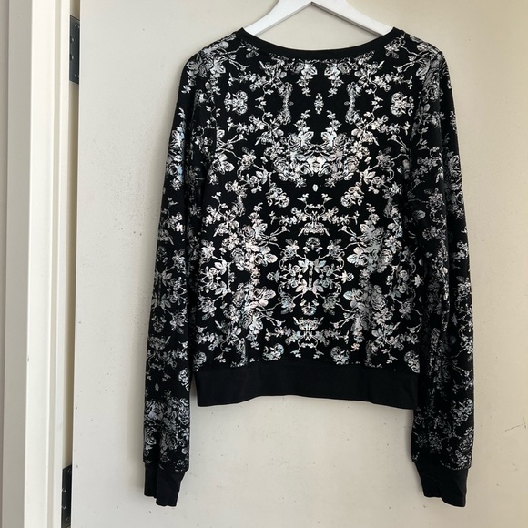 Wildfox Black Holographic Foil Toile Sweatshirt - Picture 4 of 5